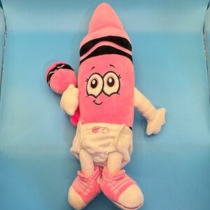 Crayola Crayon Tickle Me Pink Baby Diaper Rattle Toy 13" Stuffed Plush